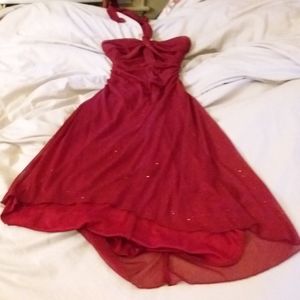 Long dark red dress